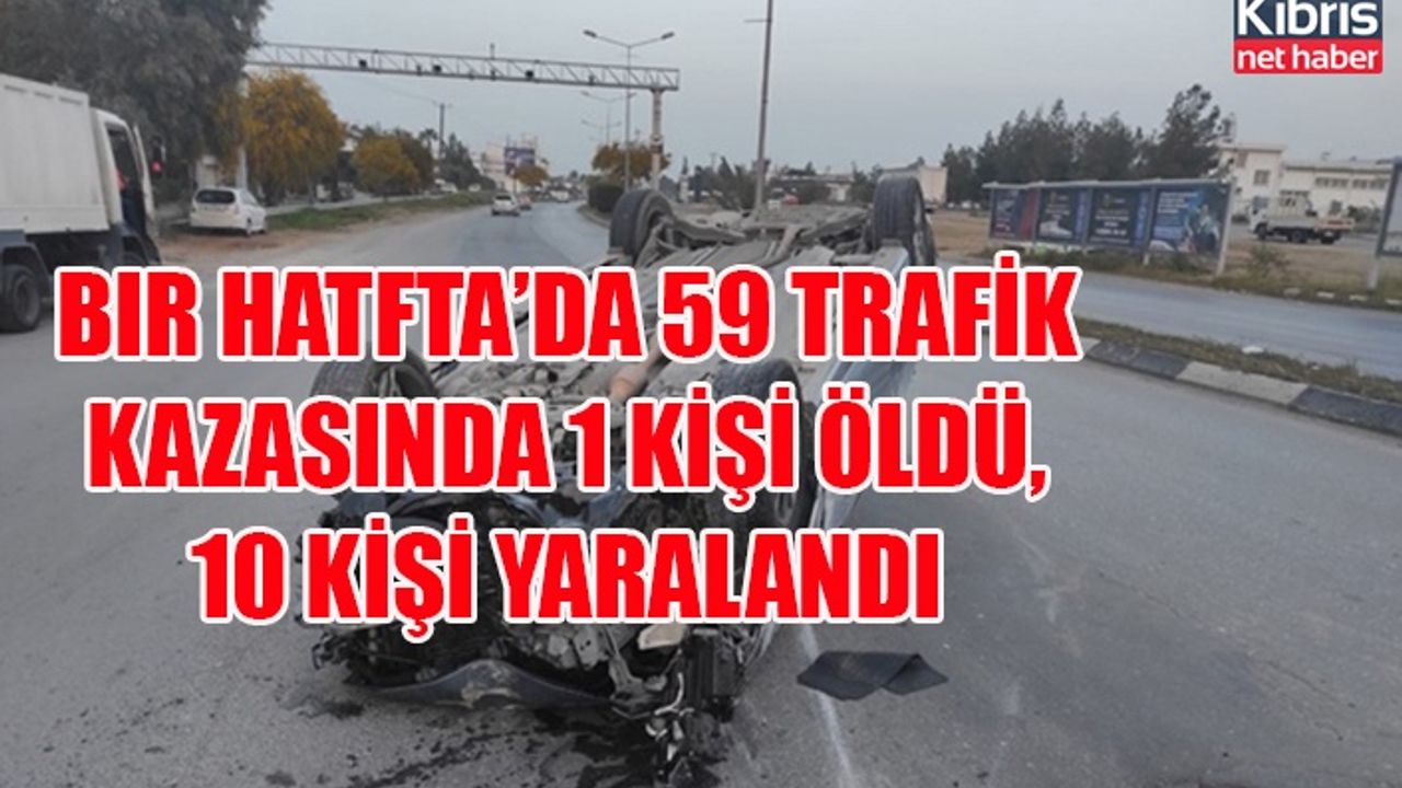 Bir hafta'da 59 trafik kazasında 1 kişi öldü, 10 kişi yaralandı