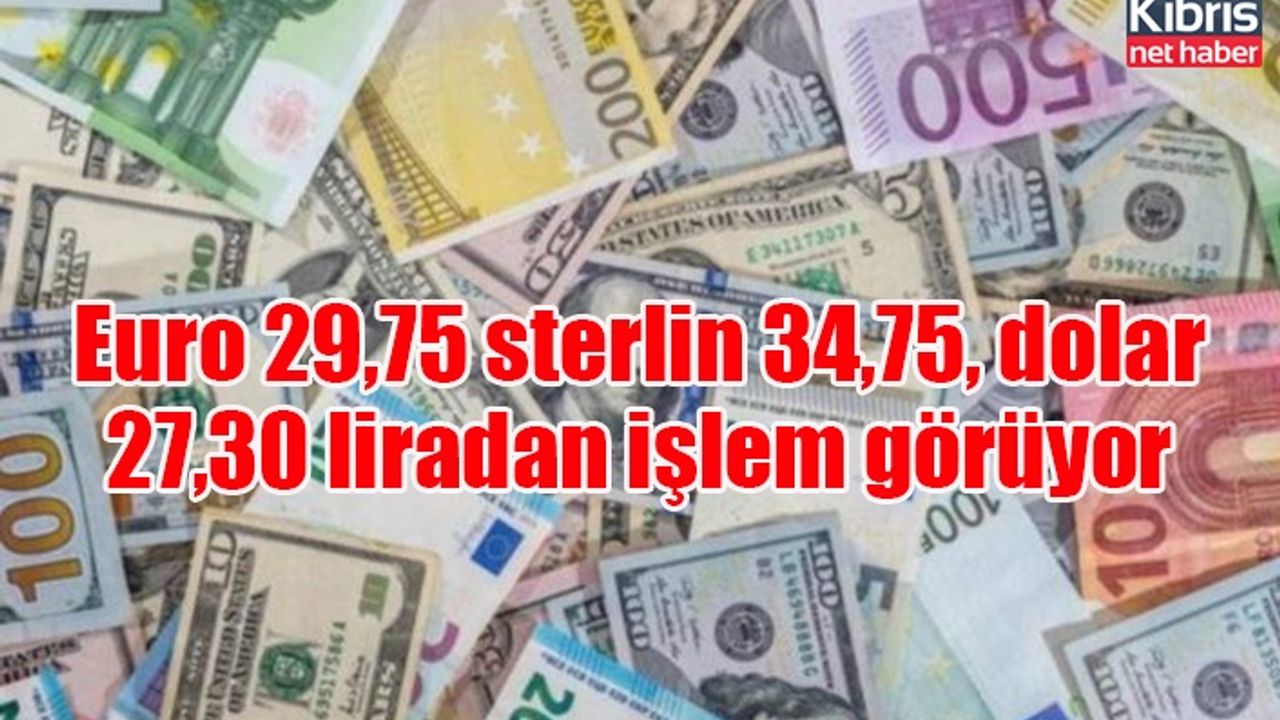 Euro 29,75 sterlin 34,75, dolar 27,30 liradan işlem görüyor