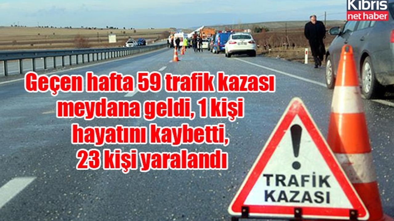 Geçen hafta 59 trafik kazası meydana geldi, 1 kişi hayatını kaybetti, 23 kişi yaralandı