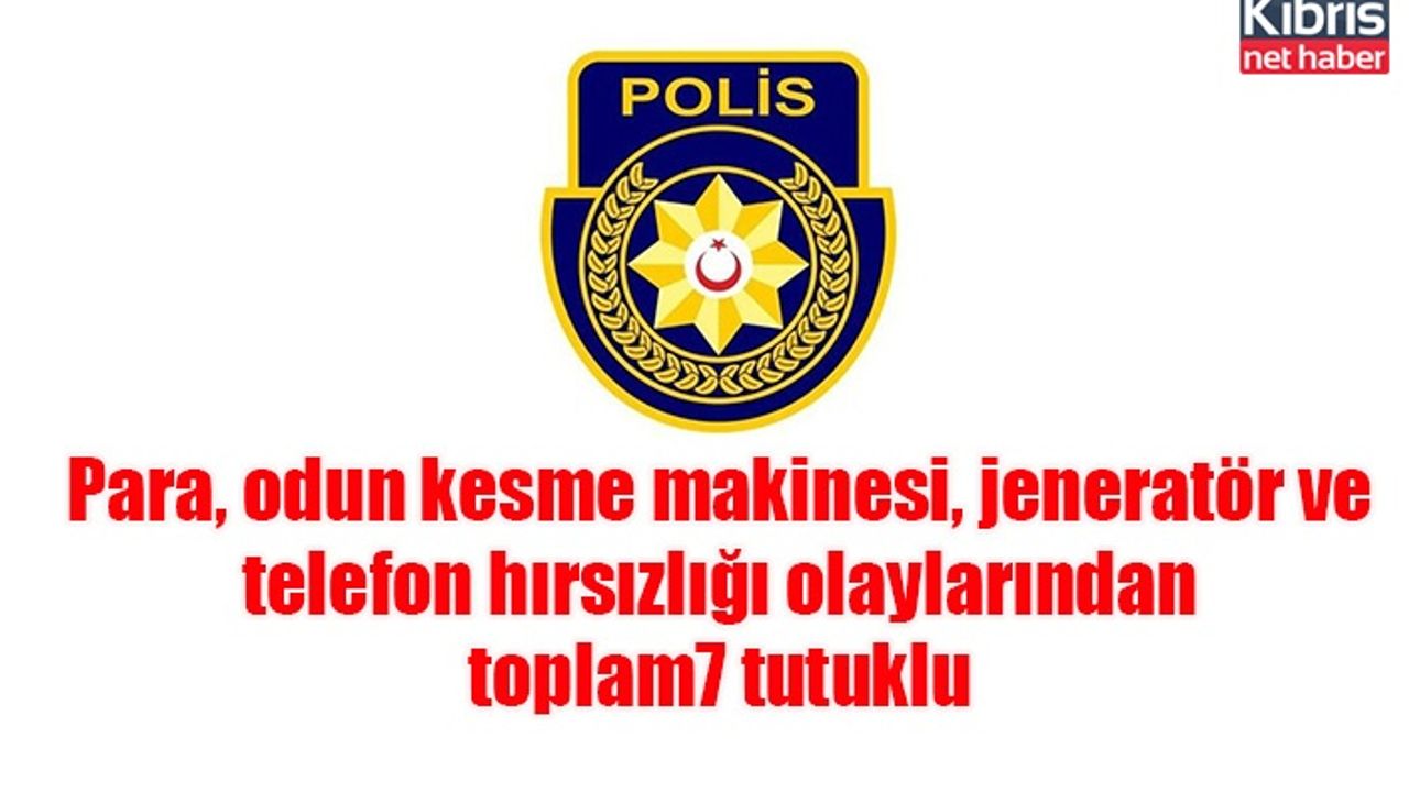 Para, odun kesme makinesi, jeneratör ve telefon hırsızlığı olaylarından toplam 7 tutuklu