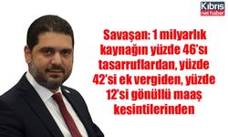 Savaşan: 1 milyarlık kaynağın yüzde 46’sı tasarruflardan, yüzde 42’si ek vergiden, yüzde 12’si gönüllü maaş kesintilerinden