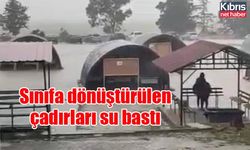 Sınıfa dönüştürülen çadırları su bastı