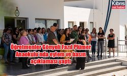 Öğretmenler Gönyeli Fazıl Plümer Anaokulu’nda eylem ve basın açıklaması yaptı