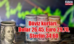 Döviz kurları… Dolar 26,45, Euro 29,70, Sterlin 34,60