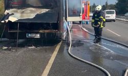 Girne-Lefkoşa anayolunda seyir halindeki otobüste yangın çıktı